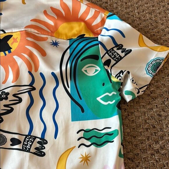 Joie White and Green Artistic Blouse - Picture 7 of 9